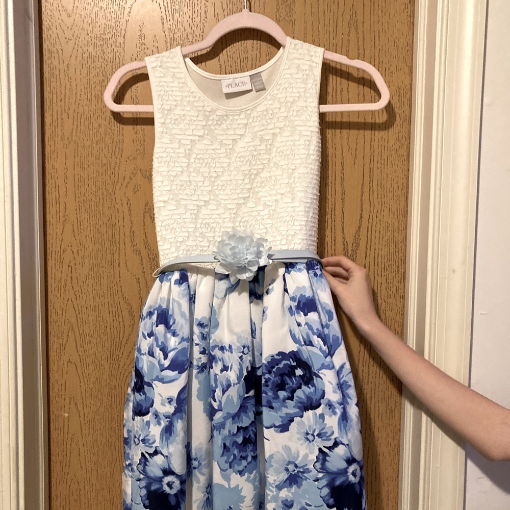 Blue and white girls dress size large